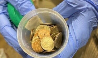 A total of 70 metal coins were found inside Thibodaux