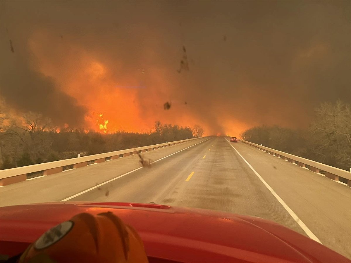 At least 1 dead as large wildfires sweep through the Texas panhandle.