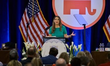 Ronna McDaniel speaks at the 2023 RNC Winter Meeting in Dana Point