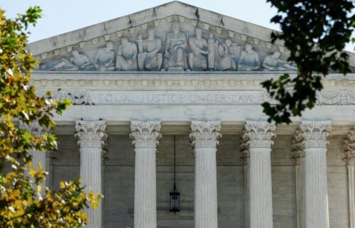 The United States Supreme Court building is seen as in Washington