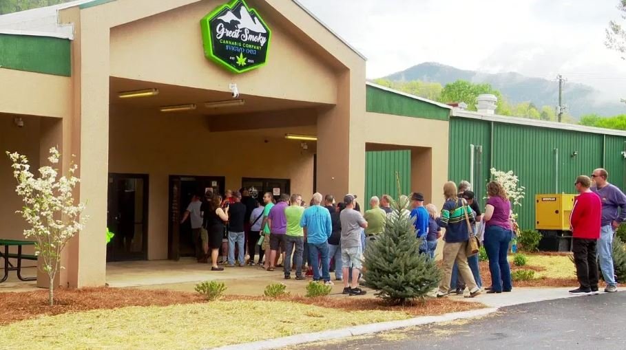 Opening day for the Great Smoky Cannabis Dispensary in Cherokee