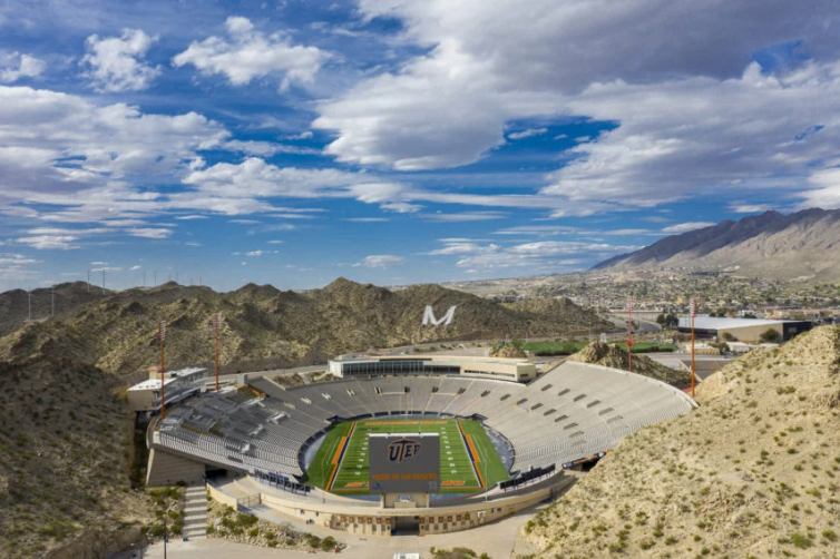 An aerial view of Sun Bowl stadium
