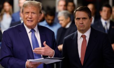 Former U.S. President Donald Trump speaks after exiting the courtroom alongside his attorney Todd Blanche during his hush money trial at Manhattan Criminal Court on May 20 in New York City. The defense rested its case in Trump’s criminal hush money trial on Tuesday.