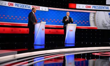 Former President Donald Trump and President Joe Biden debate at CNN's Atlanta studios on June 27