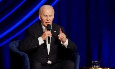 President Joe Biden takes part in a conversation with former U.S. President Barack Obama (not pictured) during a star-studded campaign fundraiser at the Peacock Theater in Los Angeles