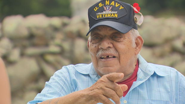 <i>WBZ via CNN Newsource</i><br/>The completed tombstone for Navy veteran Belmiro Barros in Marion.