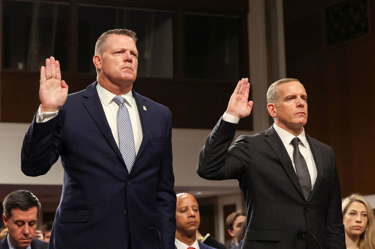 <i>Umit Bektas/Reuters via CNN Newsource</i><br/>Acting Director of the US Secret Service Ronald Rowe and and Deputy Director of the FBI Paul Abbate appear before a Senate Judiciary Committee hearing on the attempted assassination of former President Donald Trump