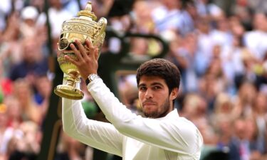 Alcaraz celebrates winning match point against Alexander Zverev in the men's French Open final.