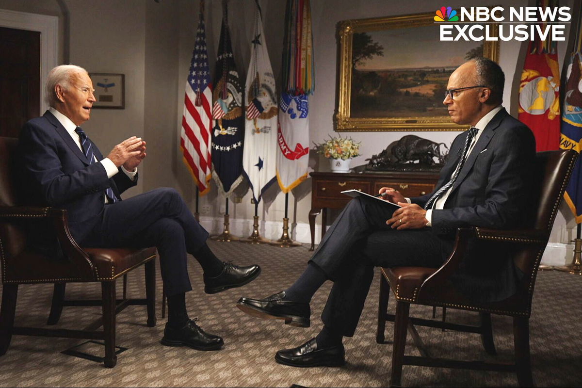 President Joe Biden speaks in an interview with Lester Holt on Monday, July 15.