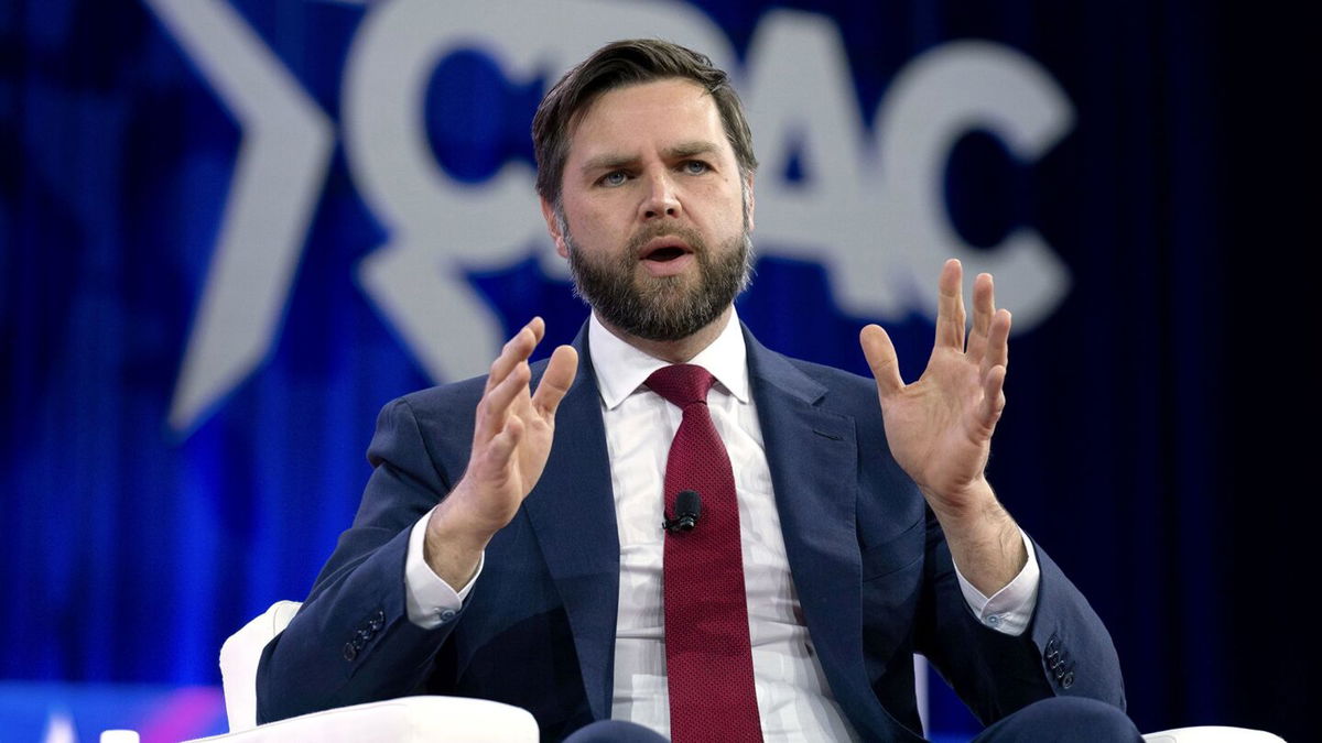 <i>Jose Luis Magana/AP via CNN Newsource</i><br/>Sen. JD Vance speaks during the Conservative Political Action Conference in Oxon Hill