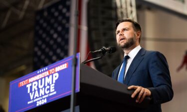 Republican vice presidential nominee U.S. Sen. JD Vance (R-OH) speaks during a rally at Herb Brooks National Hockey Center on July 27