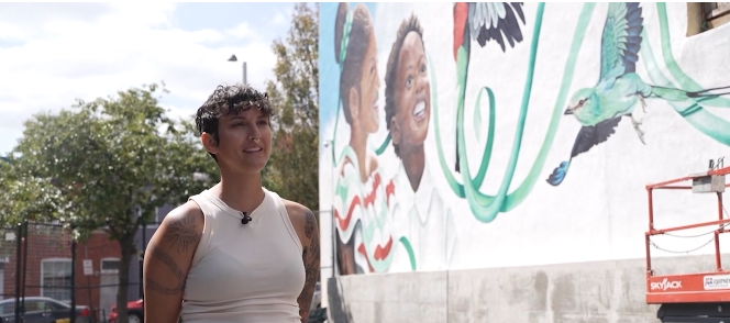 <i>WMAR via CNN Newsource</i><br/>Jessy DeSantis created a mural at Wolfe Street Academy aiming to honor various cultures within the school community.