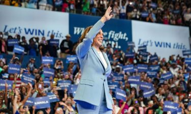 Vice President Kamala Harris arrives at a campaign rally in Atlanta on July 30.