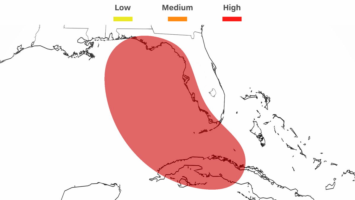 There's a high chance of tropical development this weekend near Florida