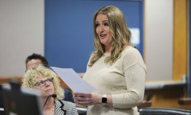 Jenna Ellis reads a statement inside Fulton Superior Court Judge Scott McAfee's Fulton County Courtroom in Oct. 2023