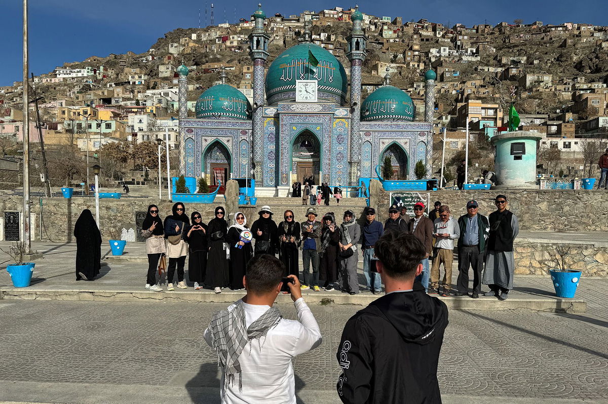 <i>Ben Herskowitz via CNN Newsource</i><br/>Content creator Ben Herskowitz and friends enjoying a pedal boat excursion on a lake in Band-e-Amir national park.