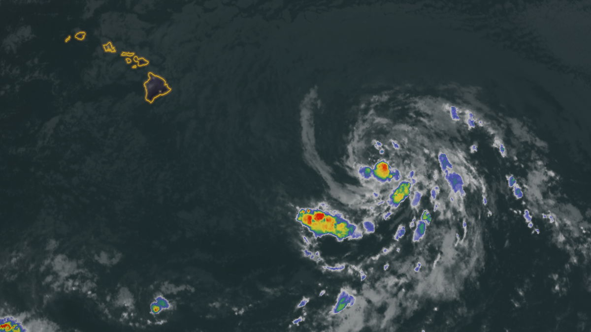 Tropical Storm Hone's track takes the system just south of Hawaii.