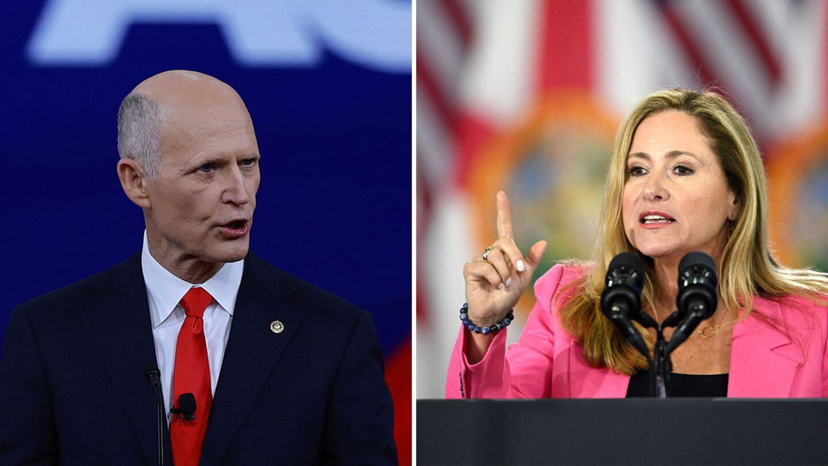 <i>Getty Images/AP via CNN Newsource</i><br/>Florida Sen. Rick Scott and former Florida Rep. Debbie Mucarsel-Powell