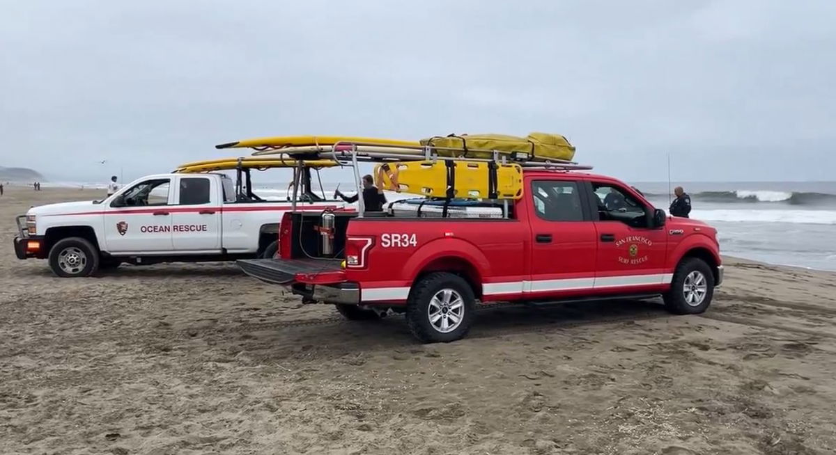 <i>@SFFDPIO/KPIX via CNN Newsource</i><br/>Emergency responders pulled a surfer from the water at Ocean Beach Friday morning and transported to an area hospital in critical condition