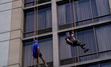 Over the Edge' hosted a rappelling event at the Renaissance Hotel in downtown Asheville on Labor Day to raise money for North Carolina Special Olympics.