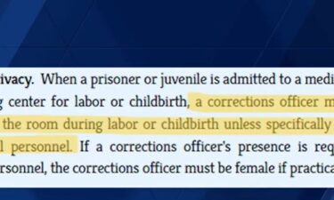 Maine law says a corrections officer may not be in the room for a prisoner's childbirth unless requested by medical personnel. Court documents say their presence was not requested by the hospital.