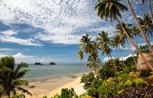 Cagi (pronounced "Tagi") Ratudamu at the Fijian resort where he works.