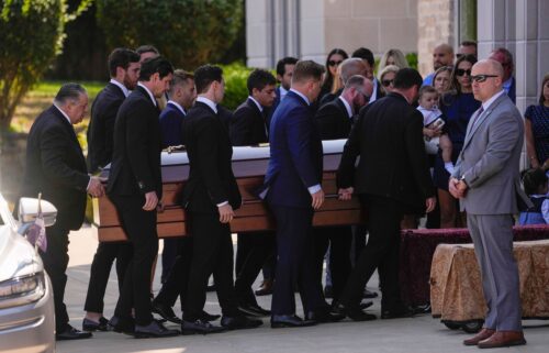 The remains of Johnny and Matthew Gaudreau arrive at St. Mary Magdalen Catholic Church in Media