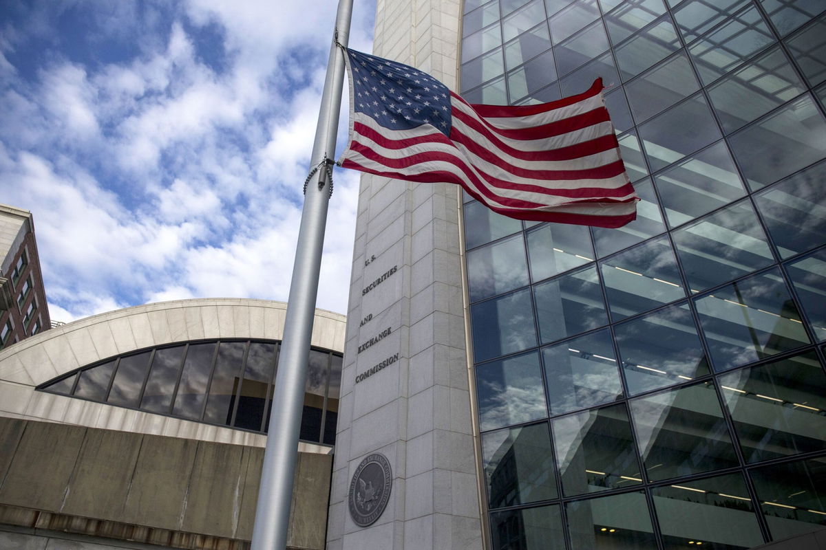 <i>Zach Gibson/Bloomberg/Getty Images via CNN Newsource</i><br/>An American flag flies outside the headquarters building of the U.S. Securities and Exchange Commission (SEC) in 2018.