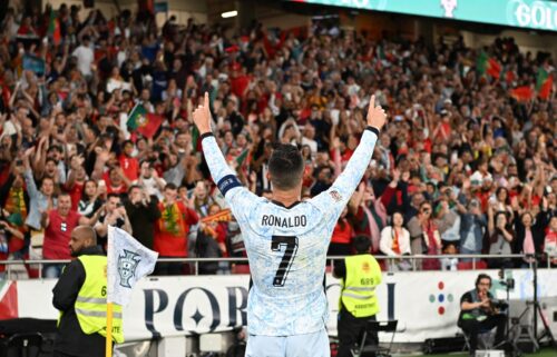 Cristiano Ronaldo is overcome with emotion after scoring his 900th career goal.