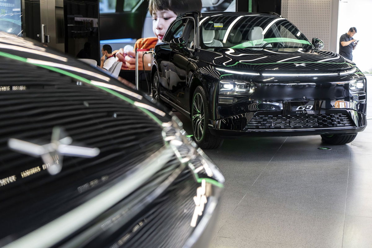 <i>Qilai Shen/Bloomberg/Getty Images via CNN Newsource</i><br/>A Xpeng Inc. G9 electric vehicle at a showroom at the company's headquarters in Guangzhou