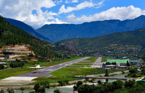 Paro International Airport (PBH) has a single 2