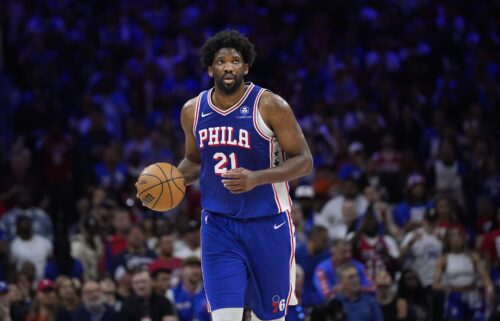 The Philadelphia 76ers' Joel Embiid plays during Game 6 in an NBA basketball first-round playoff series in May.