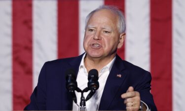 Democratic vice presidential candidate Minnesota Gov. Tim Walz speaks at a campaign event