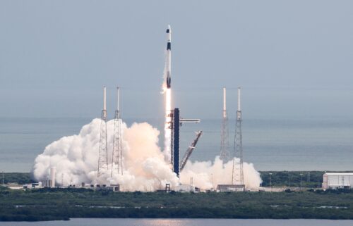 This screen grab from NASA's livestream shows the Crew-9 Dragon capsule maneuvering through orbit.