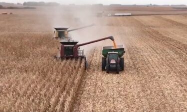 An army of volunteers met October 14 in Kossuth County to harvest Jim Heldorfer's crops. Heldorfer