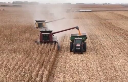 An army of volunteers met October 14 in Kossuth County to harvest Jim Heldorfer's crops. Heldorfer