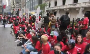 A demonstration against U.S. aid being sent to Israel led to more than 200 arrests outside the New York Stock Exchange