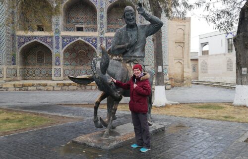 The couple took a trip to the Aral Sea