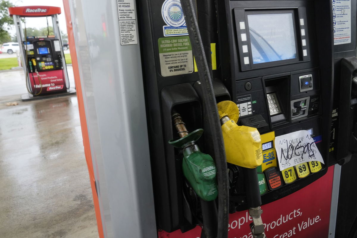 Pumps are closed at a gas station in Fort Myers Beach, Florida on Monday. About 11% of gas stations in Florida are without gas ahead of Hurricane Milton's arrival in the state.