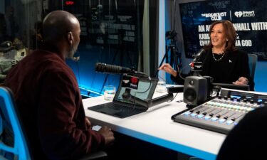 Vice President Kamala Harris talks to Charlamagne Tha God