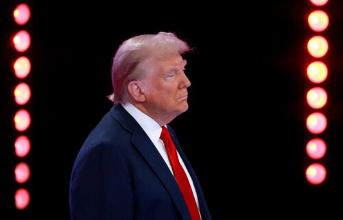 Former President Donald Trump looks on during a Univision Noticias town hall event on October 16 in Doral